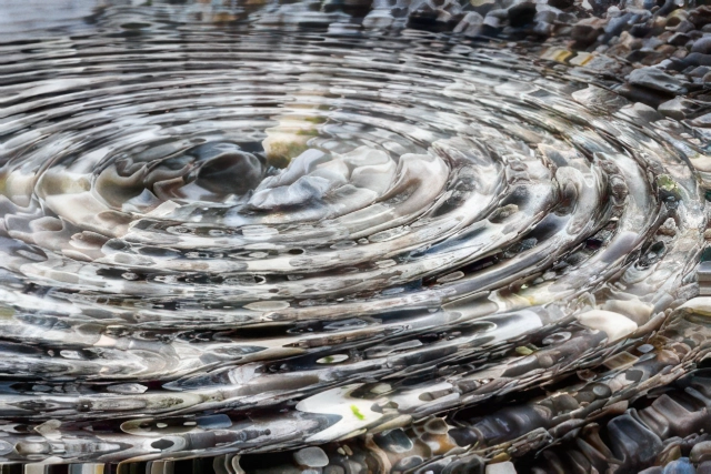 Water ripples after a rock was dropped on water