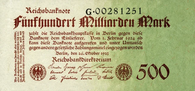 A 500 billion German marks banknote