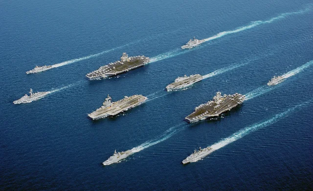 American and French aircraft carriers